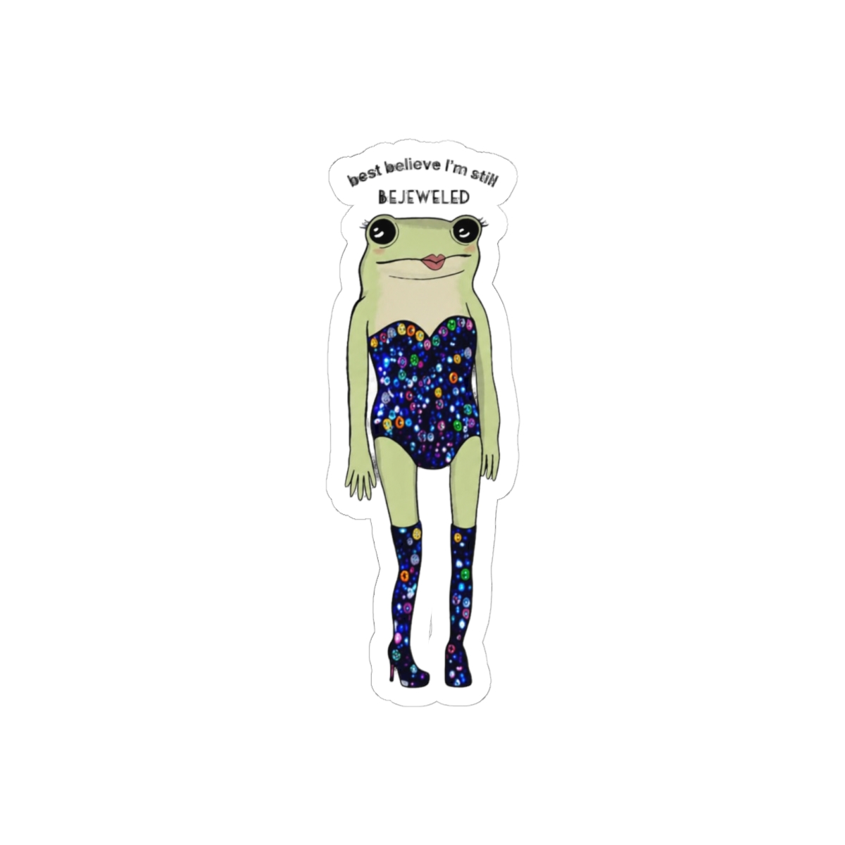 Bejeweled Frog Sticker | Cute Bling Vinyl Decal for Laptops